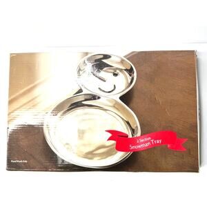 Home Accents Divided 2 Section Snowman Cookie Snack Sweets Tray Heavy Metal